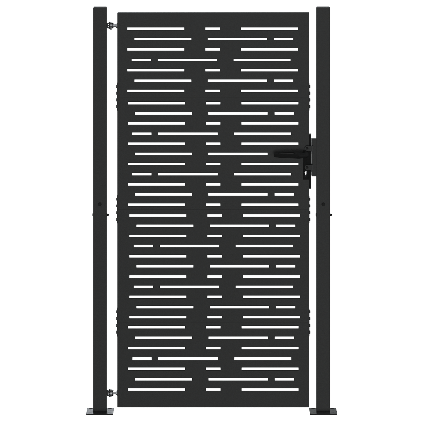 Hageport med lås Svart 105 x 175 cm Pulverlakkert stål