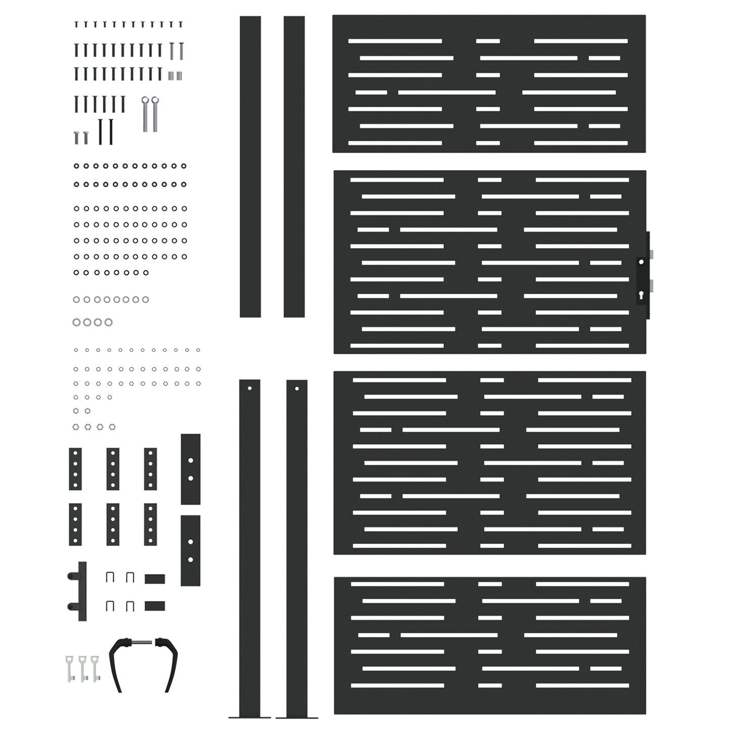Hageport med lås Svart 105 x 200 cm Pulverlakkert stål