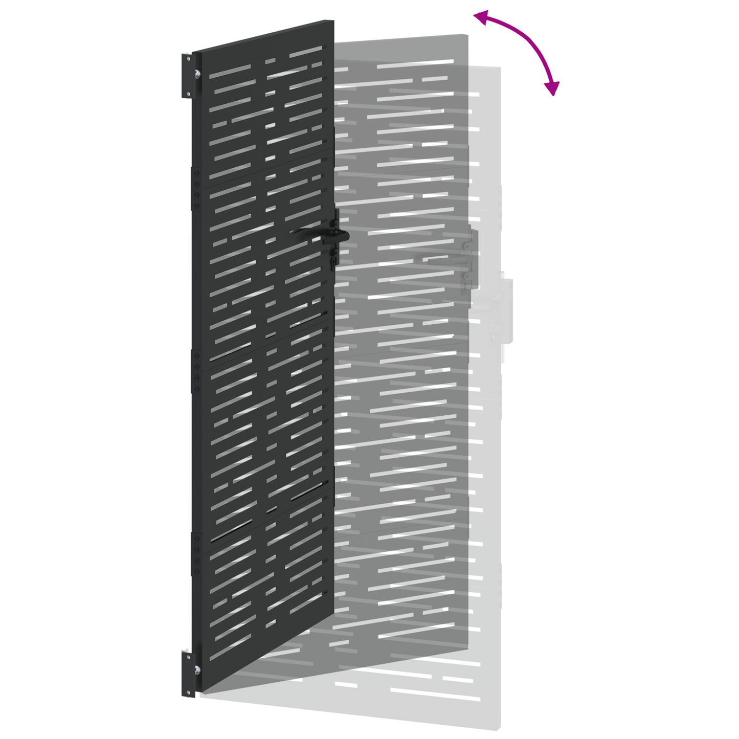 Hageport med lås Svart 105 x 200 cm Pulverlakkert stål