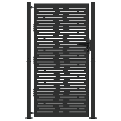 Hageport med lås Svart 105 x 200 cm Pulverlakkert stål