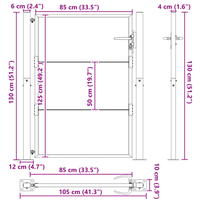 Hageport Svart 100 x 125 cm Pulverlakkert stål
