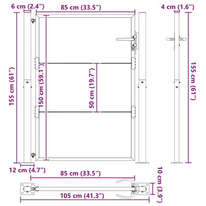 Hageport Svart 100 x 150 cm Pulverlakkert stål