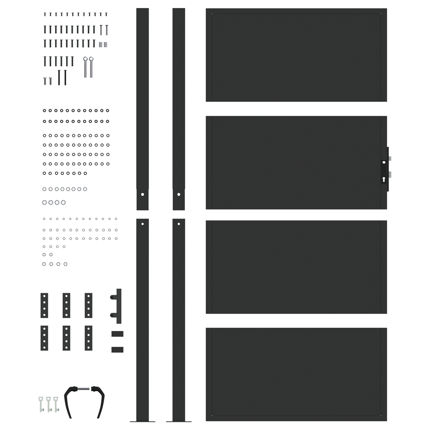 Hageport med lås Svart 100 x 175 cm Pulverlakkert stål