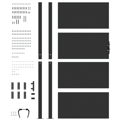 Hageport med lås Svart 100 x 175 cm Pulverlakkert stål