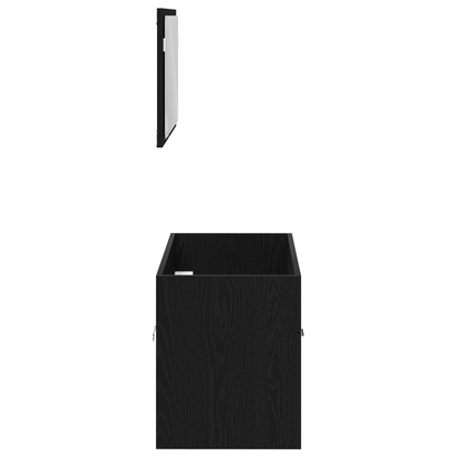 2-delt baderomsmøbler sett svart eik konstruert tre