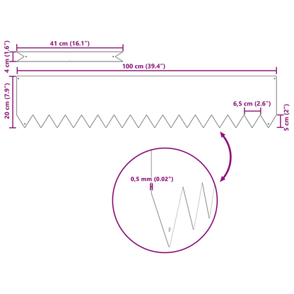 Hagekanter 30 stk 100x0,5x20 cm Rustfritt stål
